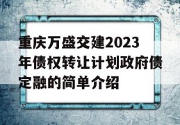 重庆万盛交建2023年债权转让计划政府债定融的简单介绍