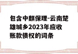 包含中麒保理-云南楚雄城乡2023年应收账款债权的词条