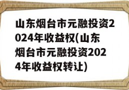 山东烟台市元融投资2024年收益权(山东烟台市元融投资2024年收益权转让)