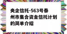 央企信托-563号泰州市集合资金信托计划的简单介绍