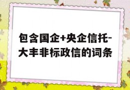 包含国企+央企信托-大丰非标政信的词条