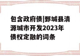 包含政府债|鄄城县清源城市开发2023年债权定融的词条