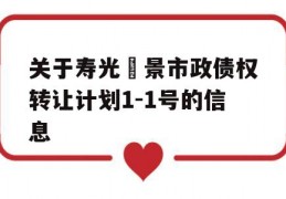 关于寿光昇景市政债权转让计划1-1号的信息