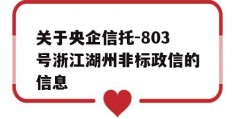 关于央企信托-803号浙江湖州非标政信的信息