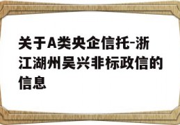 关于A类央企信托-浙江湖州吴兴非标政信的信息