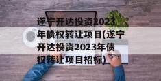 遂宁开达投资2023年债权转让项目(遂宁开达投资2023年债权转让项目招标)