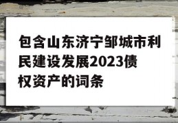 包含山东济宁邹城市利民建设发展2023债权资产的词条