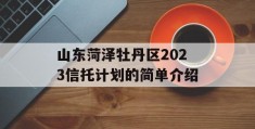 山东菏泽牡丹区2023信托计划的简单介绍