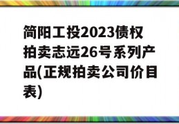 简阳工投2023债权拍卖志远26号系列产品(正规拍卖公司价目表)