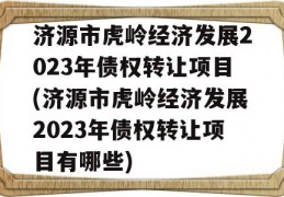 济源市虎岭经济发展2023年债权转让项目(济源市虎岭经济发展2023年债权转让项目有哪些)