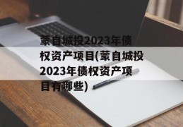 蒙自城投2023年债权资产项目(蒙自城投2023年债权资产项目有哪些)