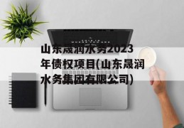 山东晟润水务2023年债权项目(山东晟润水务集团有限公司)