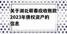 关于湖北蕲春应收账款2023年债权资产的信息