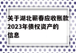 关于湖北蕲春应收账款2023年债权资产的信息