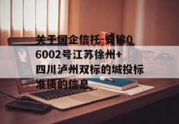 关于国企信托-安锦06002号江苏徐州+四川泸州双标的城投标准债的信息