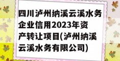 四川泸州纳溪云溪水务企业信用2023年资产转让项目(泸州纳溪云溪水务有限公司)