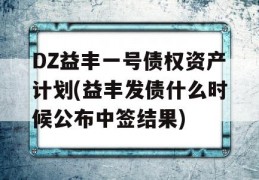 DZ益丰一号债权资产计划(益丰发债什么时候公布中签结果)