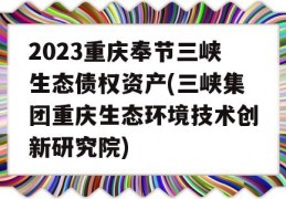 2023重庆奉节三峡生态债权资产(三峡集团重庆生态环境技术创新研究院)