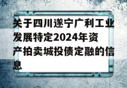 关于四川遂宁广利工业发展特定2024年资产拍卖城投债定融的信息