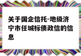 关于国企信托-地级济宁市任城标债政信的信息