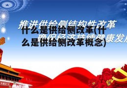 什么是供给侧改革(什么是供给侧改革概念)