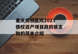 重庆南桐医院2023债权资产项目政府债定融的简单介绍