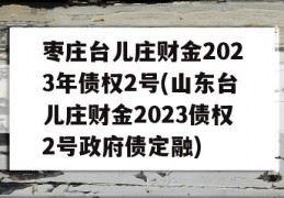 枣庄台儿庄财金2023年债权2号(山东台儿庄财金2023债权2号政府债定融)