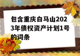 包含重庆白马山2023年债权资产计划1号的词条