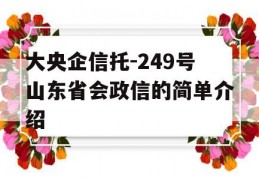 大央企信托-249号山东省会政信的简单介绍