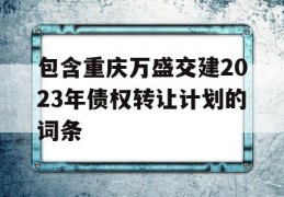 包含重庆万盛交建2023年债权转让计划的词条