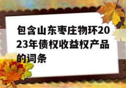 包含山东枣庄物环2023年债权收益权产品的词条