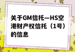 关于GM信托—HS空港财产权信托（1号）的信息