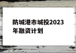 防城港市城投2023年融资计划