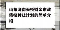 山东济南天桥财金市政债权转让计划的简单介绍