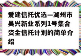 爱建信托优选—湖州市吴兴新业系列1号集合资金信托计划的简单介绍