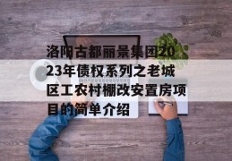 洛阳古都丽景集团2023年债权系列之老城区工农村棚改安置房项目的简单介绍