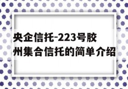 央企信托-223号胶州集合信托的简单介绍