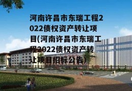 河南许昌市东瑞工程2022债权资产转让项目(河南许昌市东瑞工程2022债权资产转让项目招标公告)