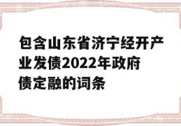 包含山东省济宁经开产业发债2022年政府债定融的词条