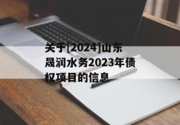 关于[2024]山东晟润水务2023年债权项目的信息