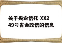 关于央企信托-XX249号省会政信的信息