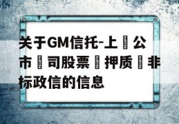 关于GM信托-上‮公市‬司股票‮押质‬非标政信的信息