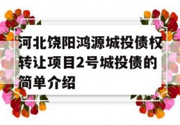 河北饶阳鸿源城投债权转让项目2号城投债的简单介绍