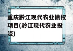 重庆黔江现代农业债权项目(黔江现代农业投资)