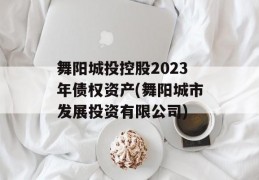 舞阳城投控股2023年债权资产(舞阳城市发展投资有限公司)