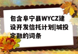 包含阜宁县WYCZ建设开发信托计划|城投定融的词条