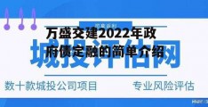 万盛交建2022年政府债定融的简单介绍