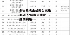 包含重庆市长寿生态旅业2022年政府债定融的词条