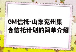 GM信托-山东兖州集合信托计划的简单介绍