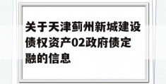 关于天津蓟州新城建设债权资产02政府债定融的信息